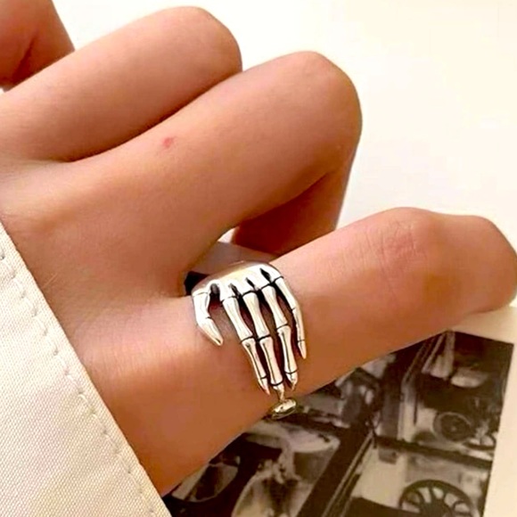 Silver Skeleton Hand Ring - Picture 2 of 8